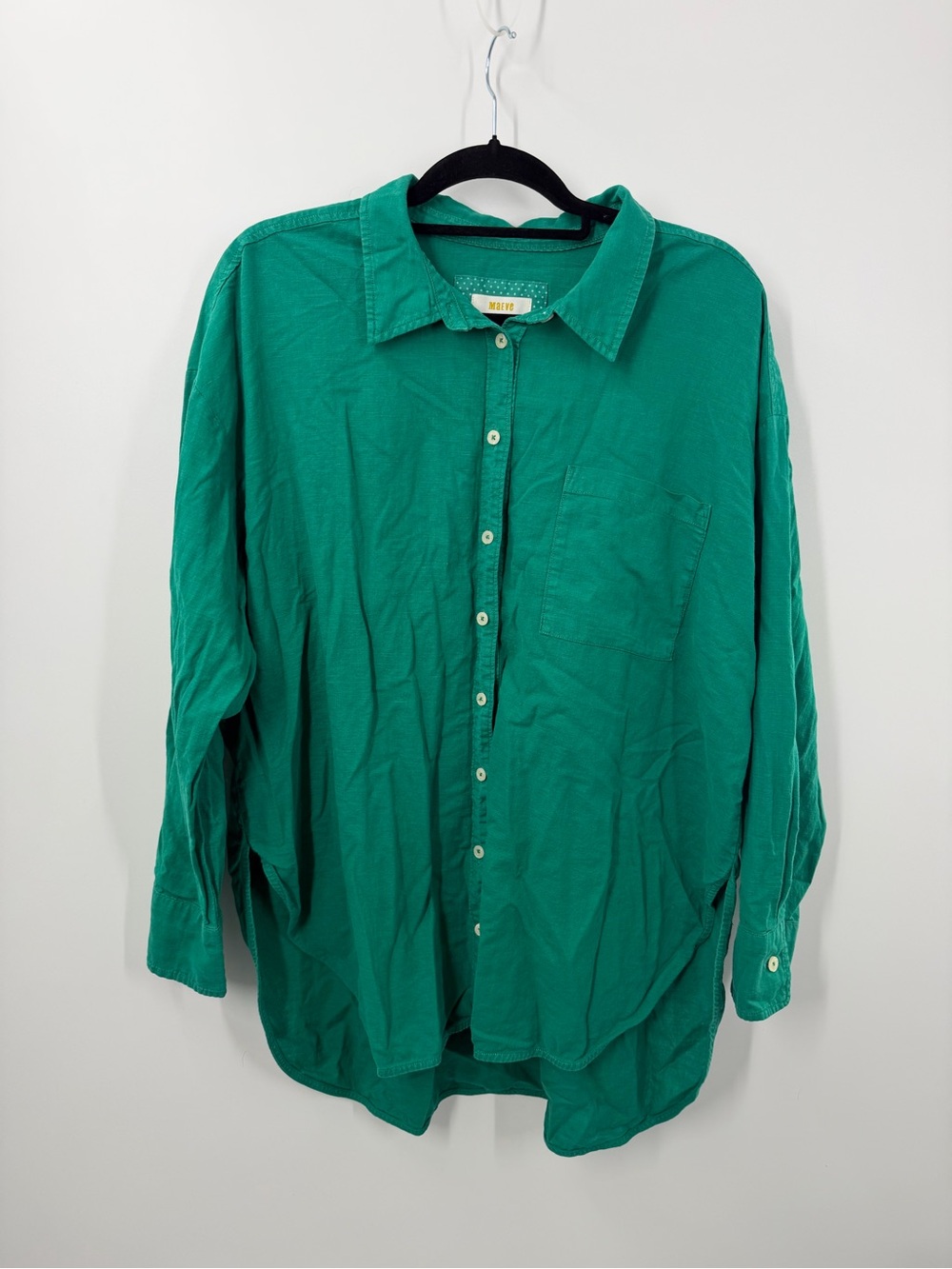 Maeve By Anthropologie The Bennet Buttondown Shirt Green - Picture 2 of 8